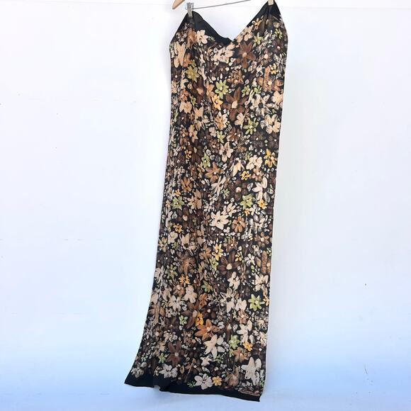 Sonia Rykiel Paris Silk Rectangular Scarf Floral Logo Designer Earthy Top Head - Picture 2 of 6